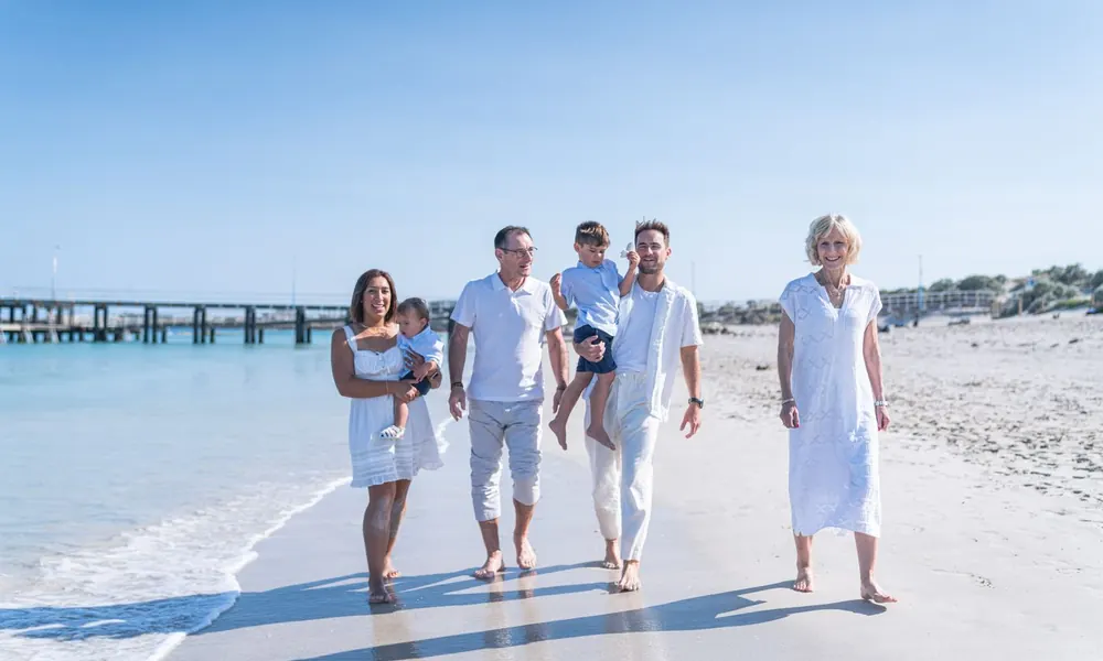 A family walking comfortably together outdoors